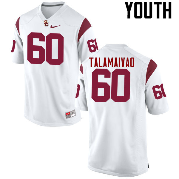 Youth #60 Viane Talamaivao USC Trojans College Football Jerseys-White